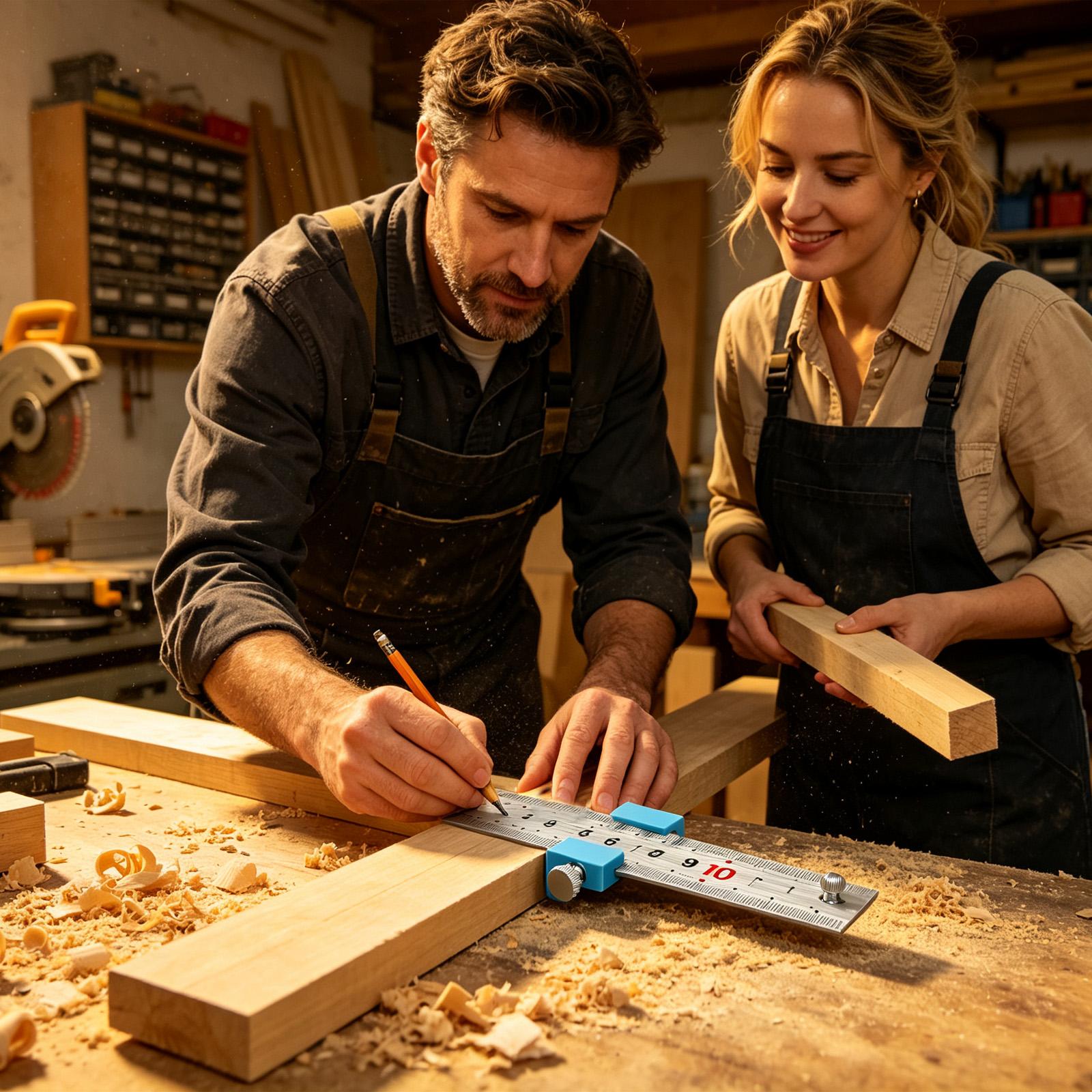 Tools For Woodworking Workshop - 大工道具 大工定規 測定用スクライビングポジショニングブロック 木工用スチールスケールストップ 建設用 家庭用ワークショップ用